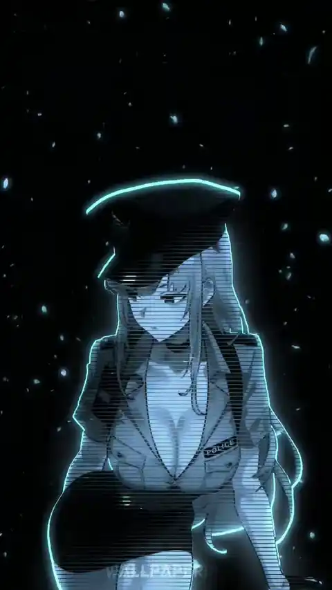 Fondo de Pantalla Animado 4K: Chica Policía Anime Neón Glitch