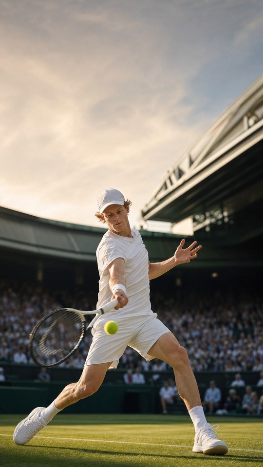 Jannik Sinner Realistic Tennis Action - 4K Wallpaper