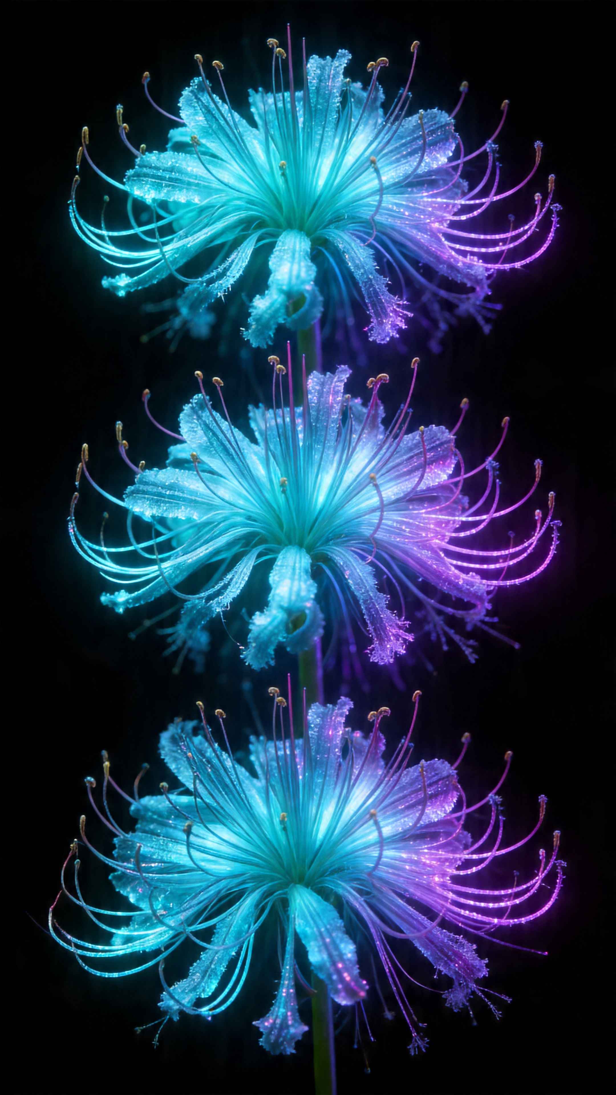 Glowing Spider Lily Neon - 4K Phone Background