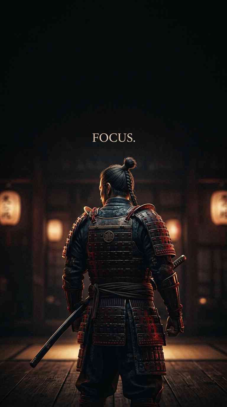 Samurai Krieger Fokus - 4K Hintergrundbild