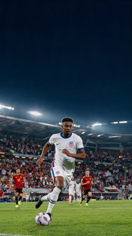 Belgien vs USA Fußball Action - 4K Wallpaper Folarin Balogun