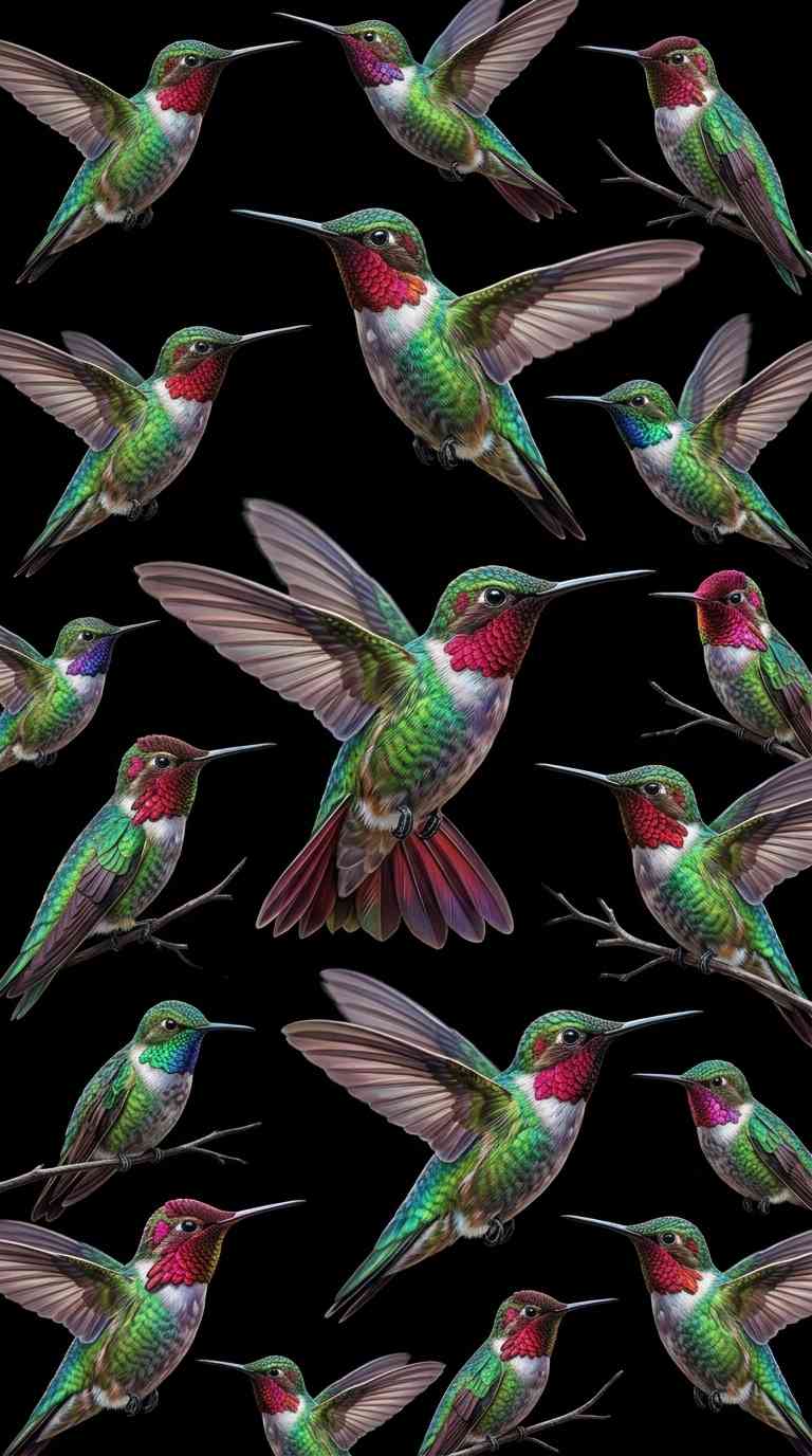 Hummingbird Wildlife Pattern - 4K Wallpapers