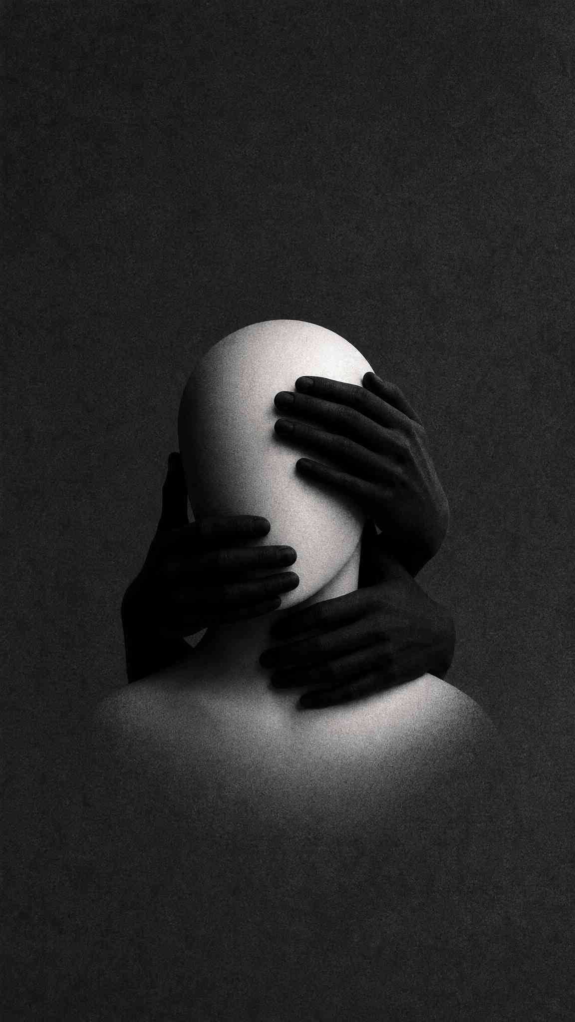 Dark Abstract Hands Covering Face Wallpaper