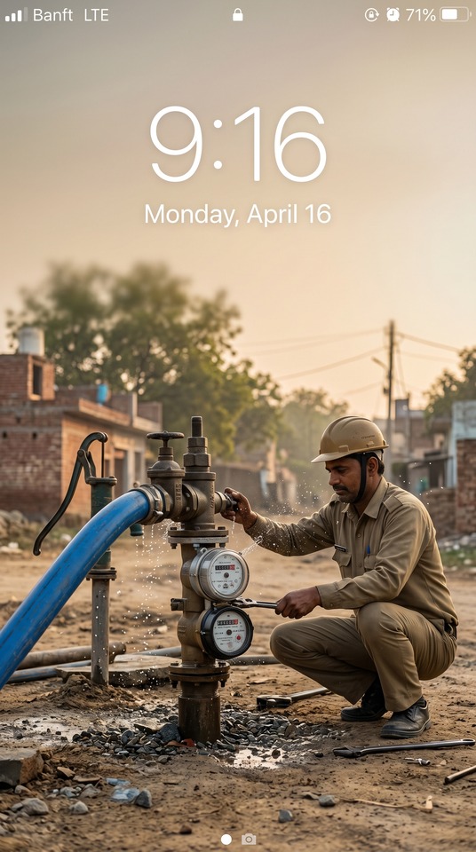 Borewell Water Meter Maintenance - 4K Lock Screen