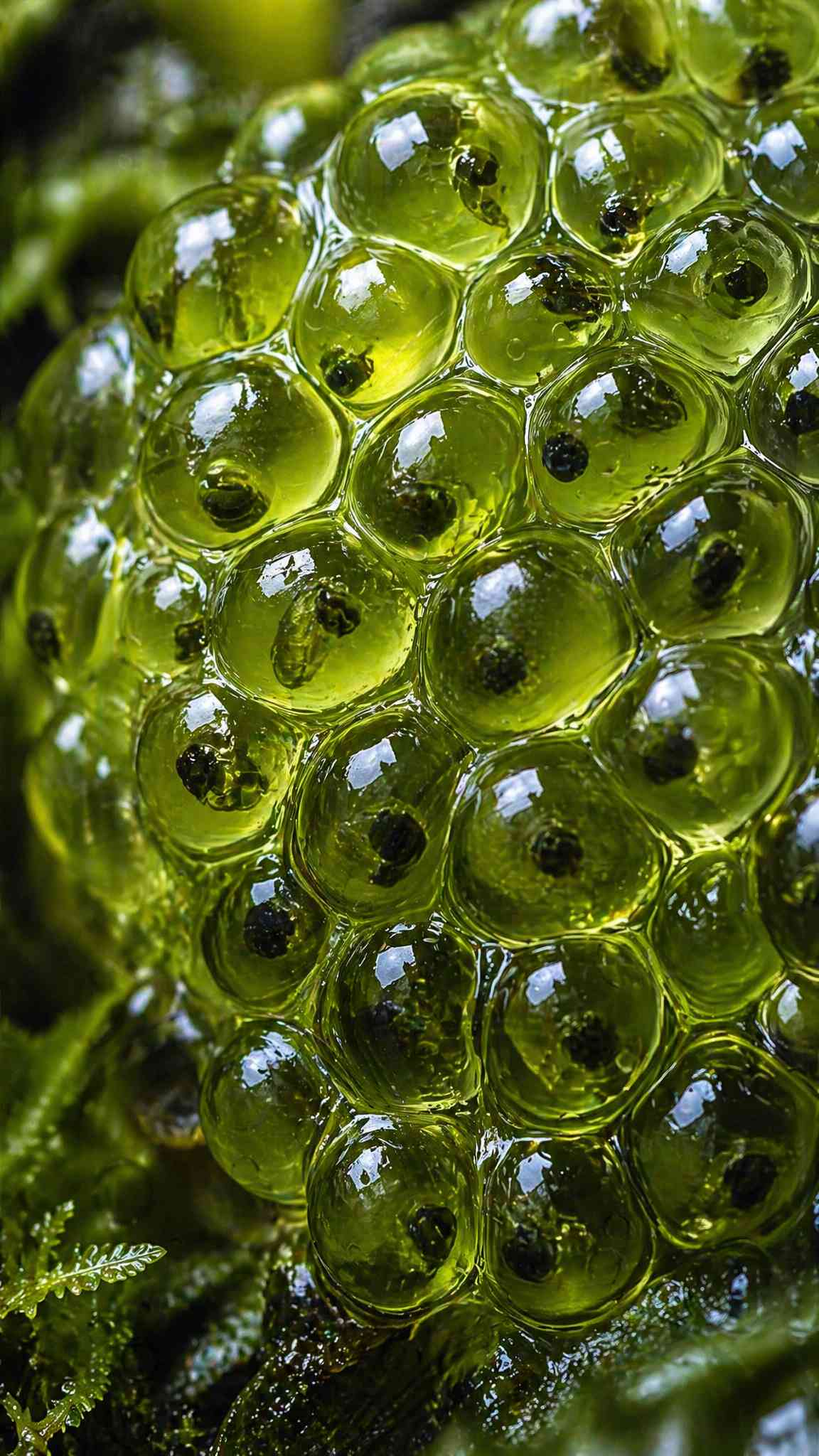 Macro Green Amphibian Eggs Wallpaper 4K