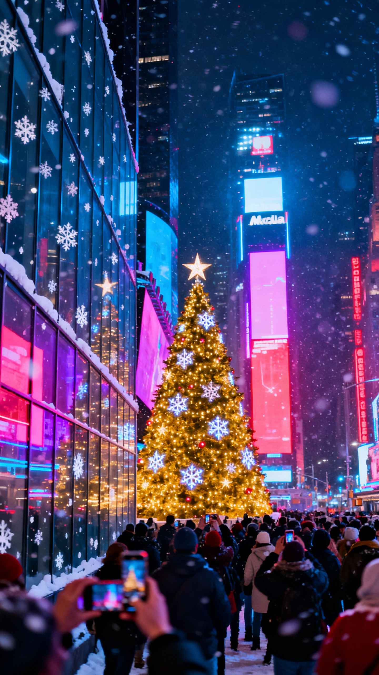 Times Square Weihnachtsbaum - 4K Wallpaper