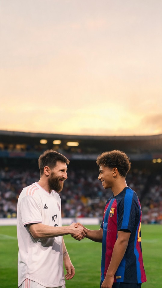 Messi and Lamine Yamal - 4K Phone Wallpaper