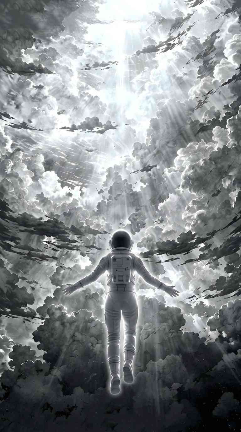 Astronaut Aufstieg Wolken - 4K Handy Wallpaper