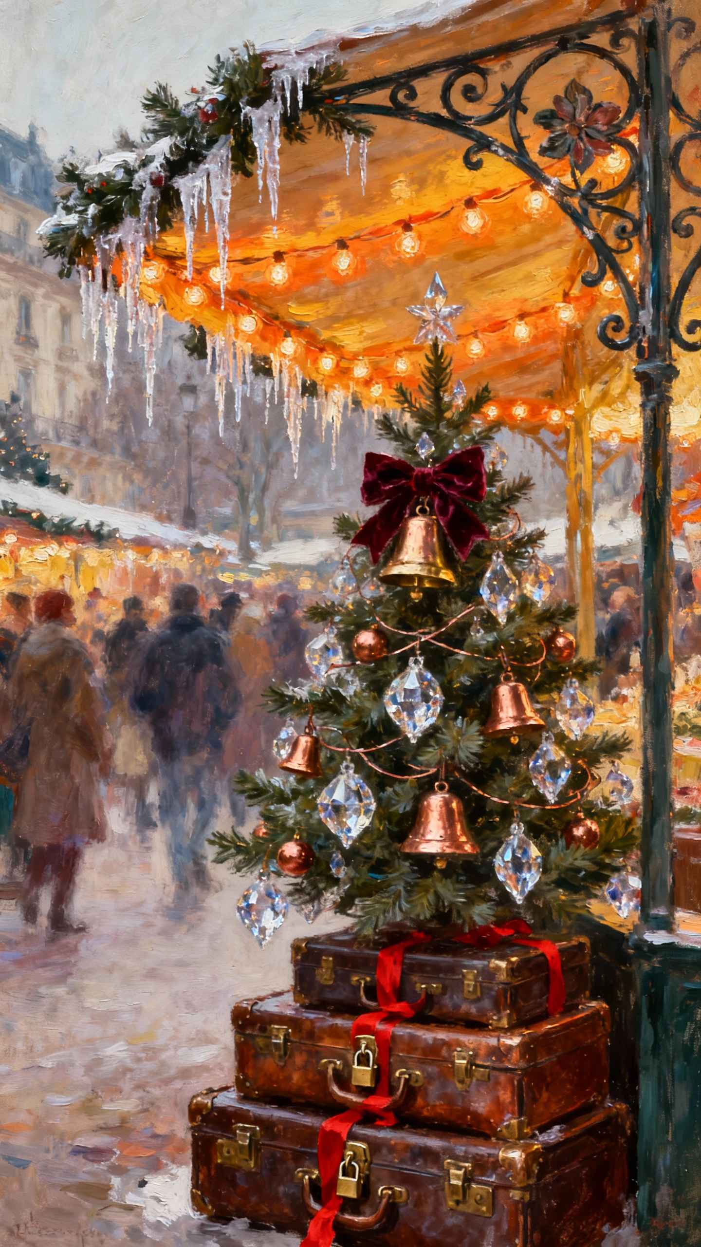Christmas Market Festive Scene - 4K Wallpapers