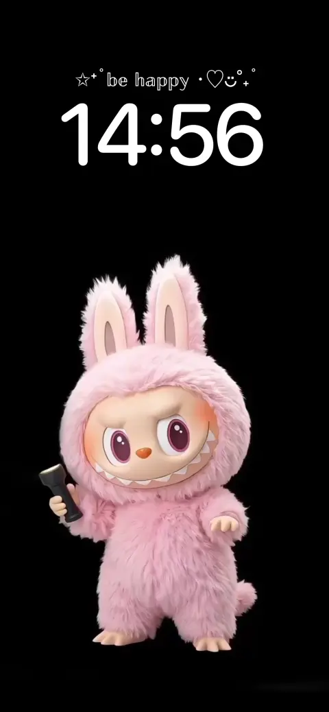 Pink Labubu Rabbit Costume - 4K Phone Wallpaper