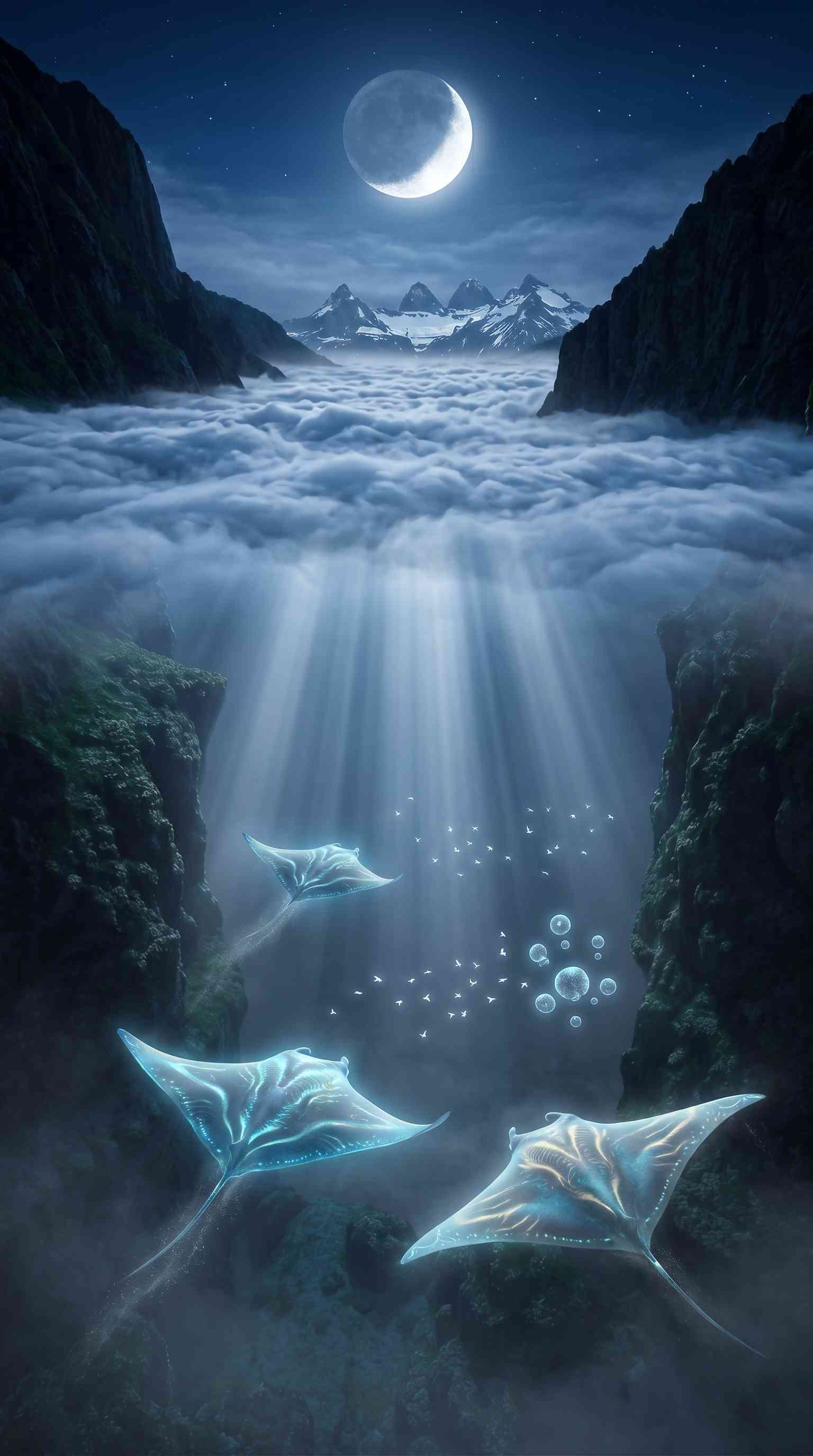 Flying Manta Rays Fantasy - 4K Wallpaper