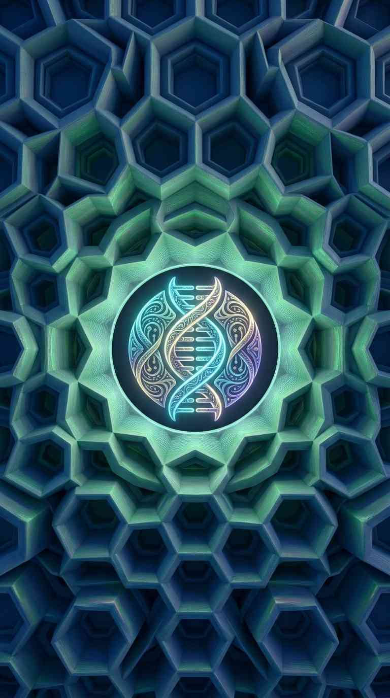 DNA Geometrisches 3D Fraktal - 4K Wallpaper
