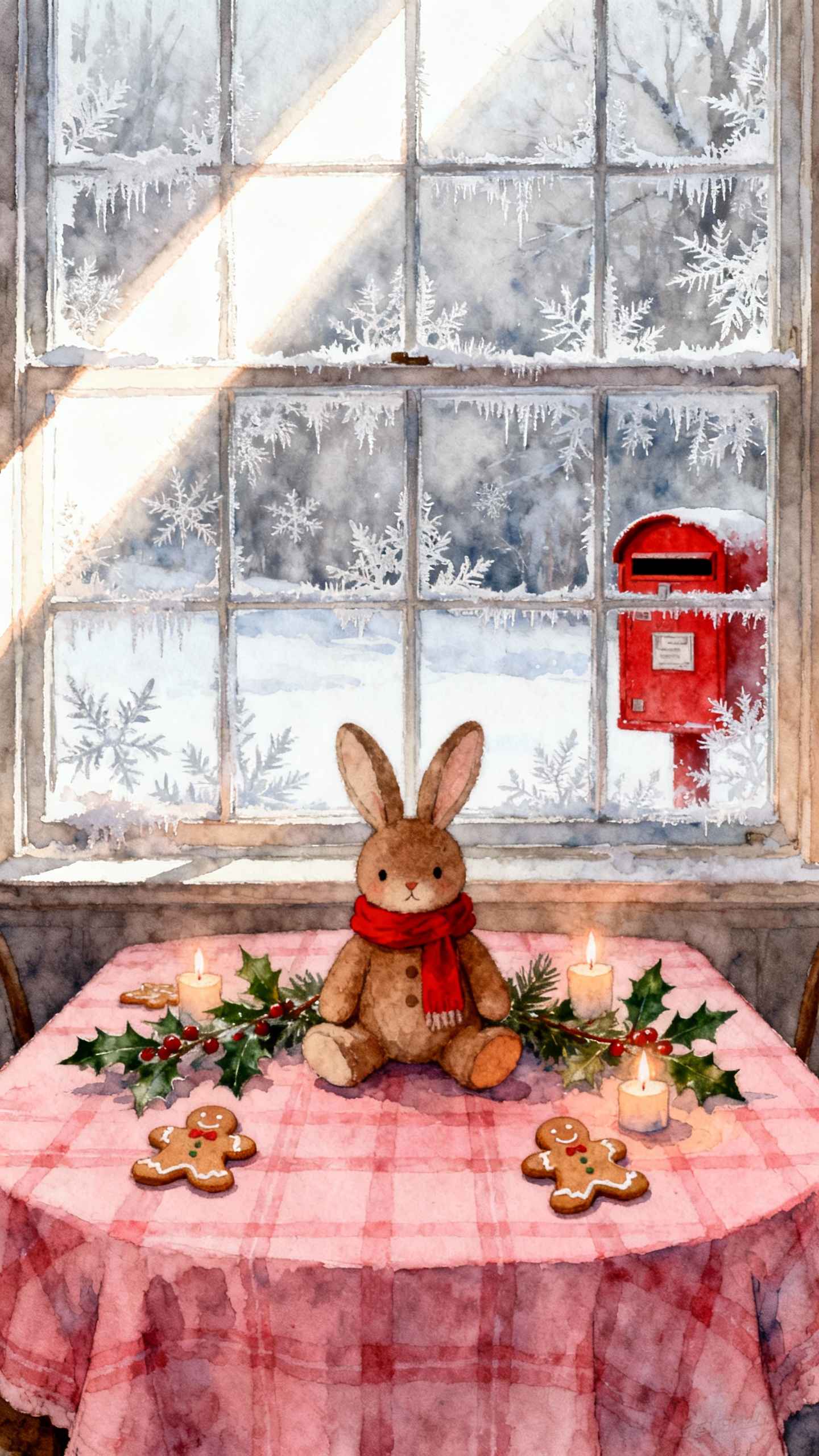 Lapin d'Hiver à l'Aquarelle - Fond d'Écran 4K
