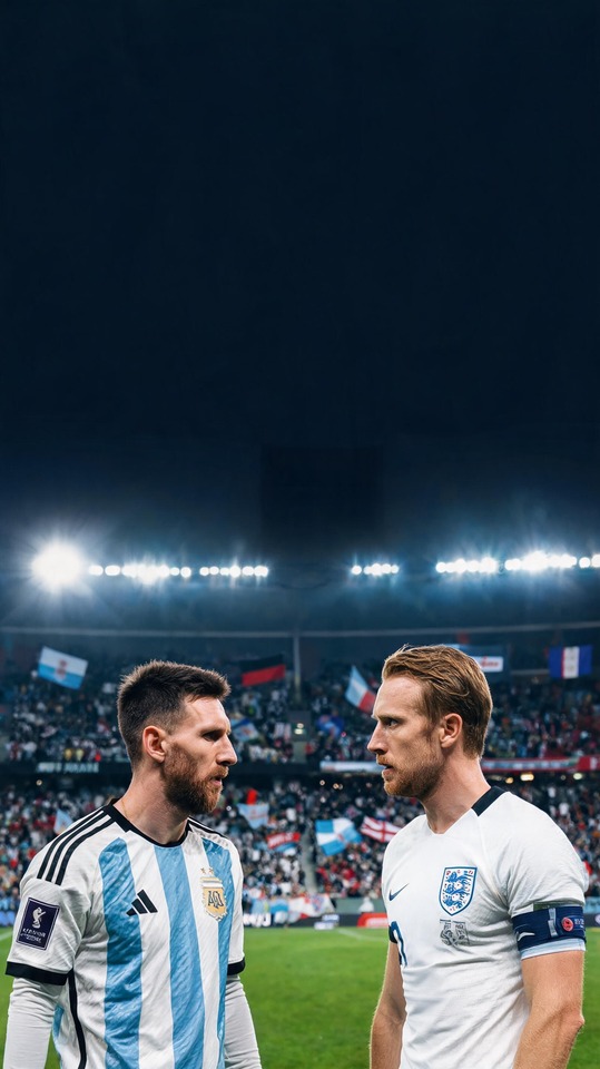 Argentina vs England Messi & Kane - 4K Wallpaper