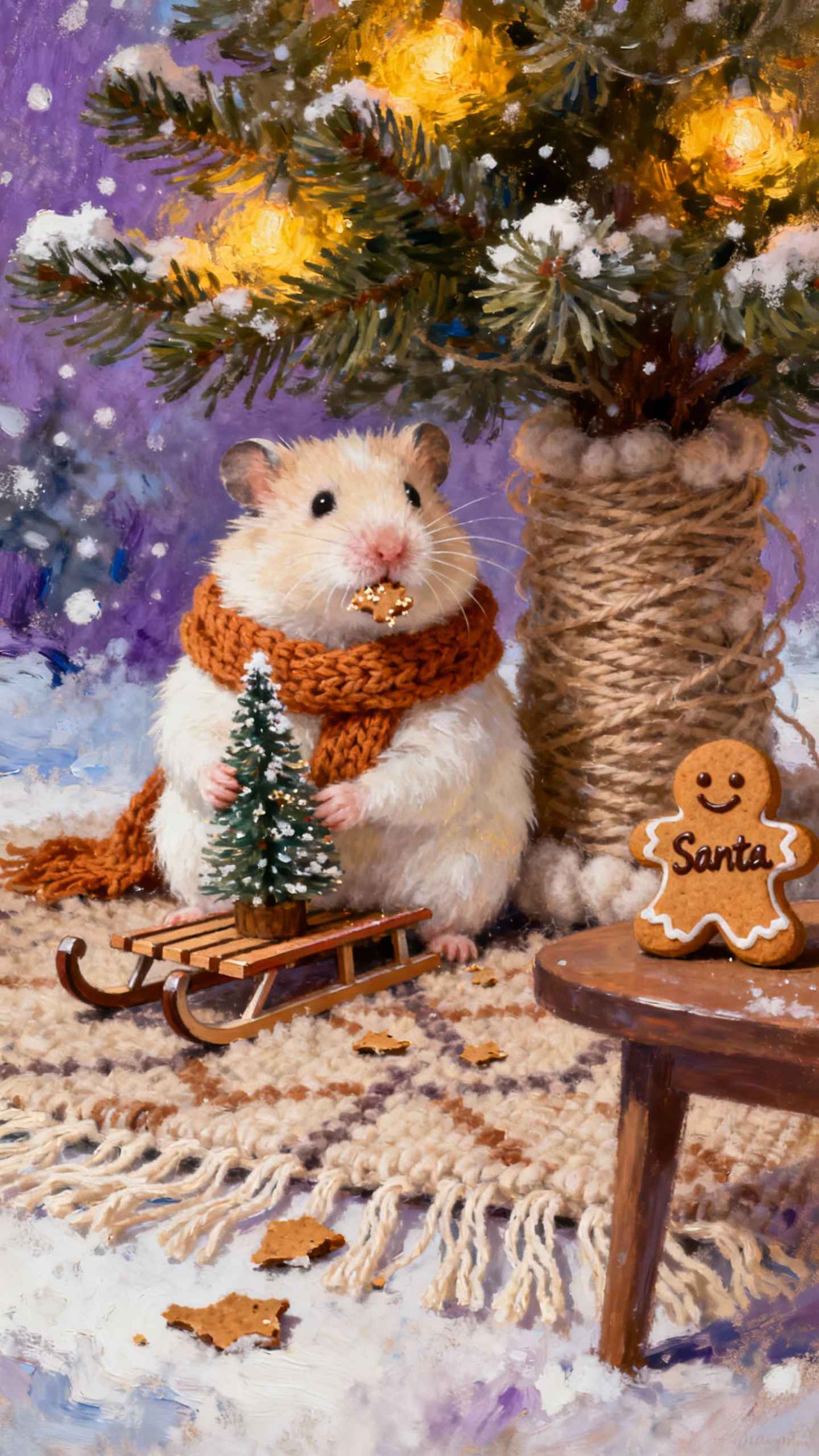 Christmas Hamster Winter Art - 4K Wallpapers