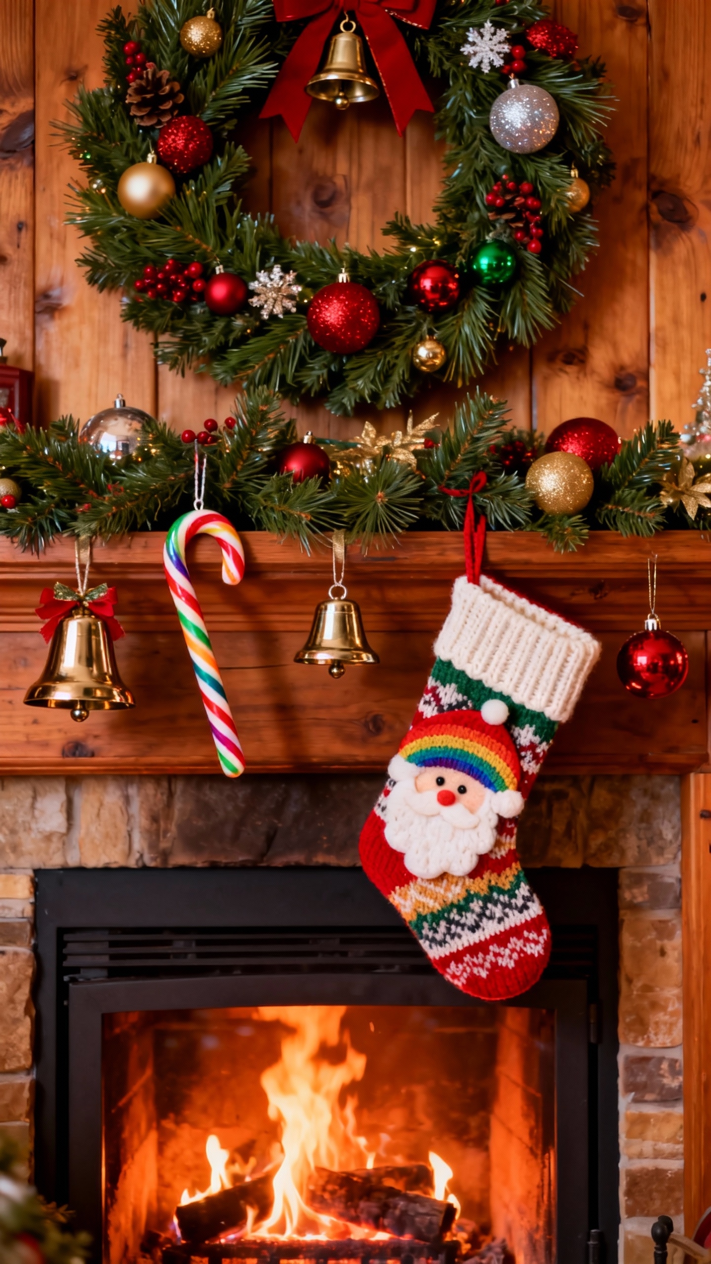 Gemütlicher Kamin zu Weihnachten - 4K Hintergrundbild