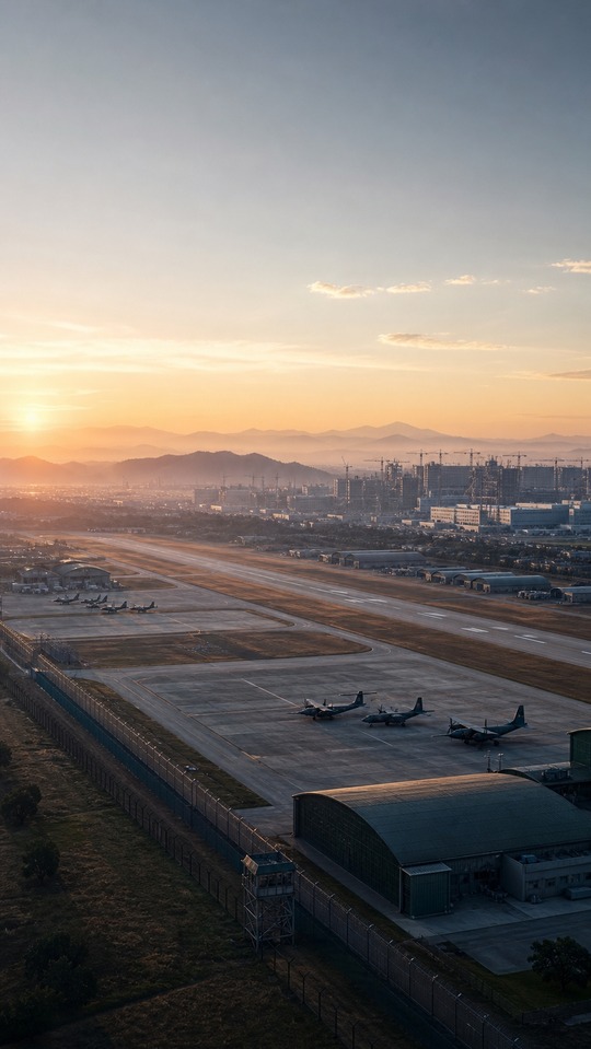 Militärflugplatz im Abendrot - 4K Handy Wallpaper