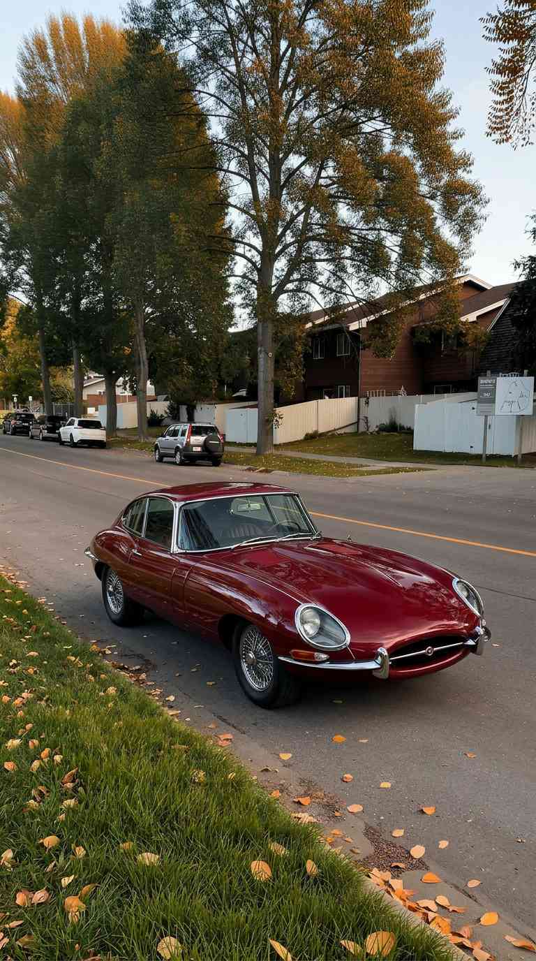 Vintage Jaguar E-Type Burgundy - 4K Phone Wallpapers