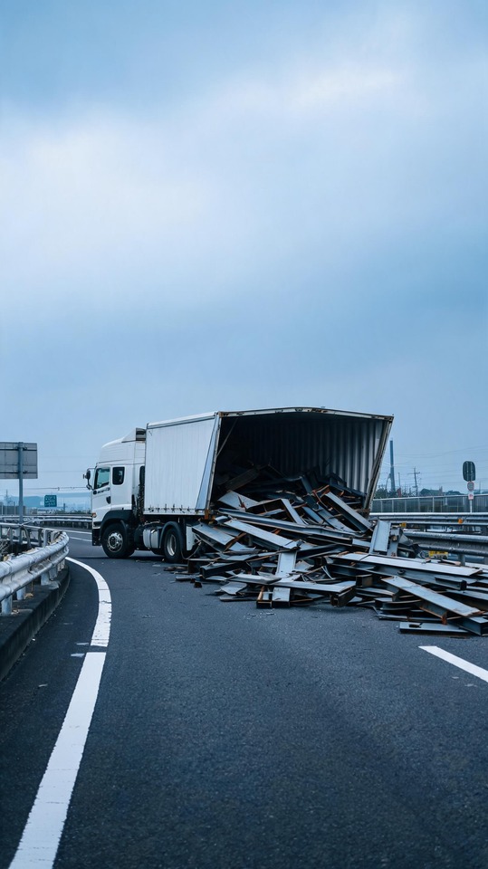 Driving & Truck Cargo Spill Scene - 4K Wallpaper