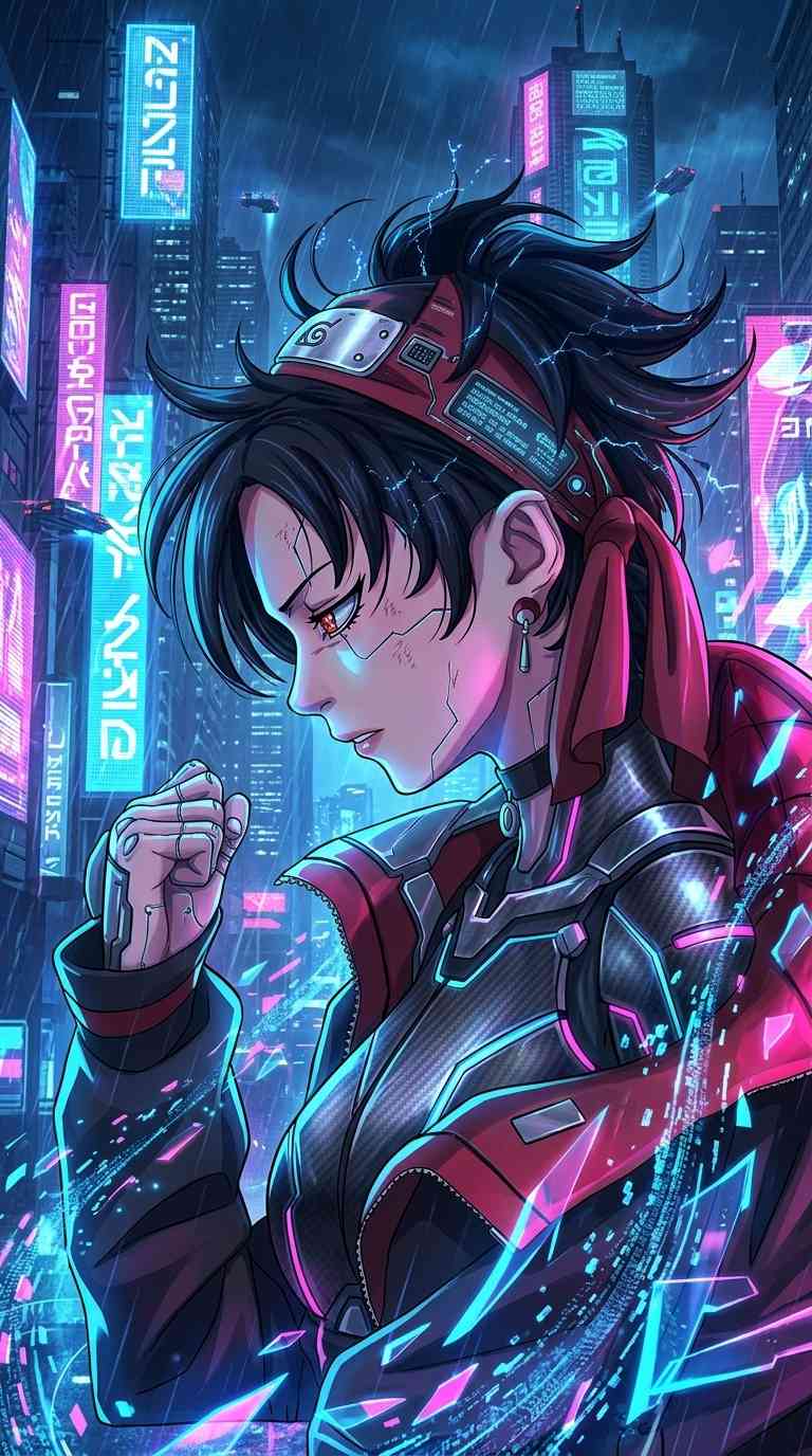 Chica Anime Cyberpunk - Fondos de Pantalla 4K