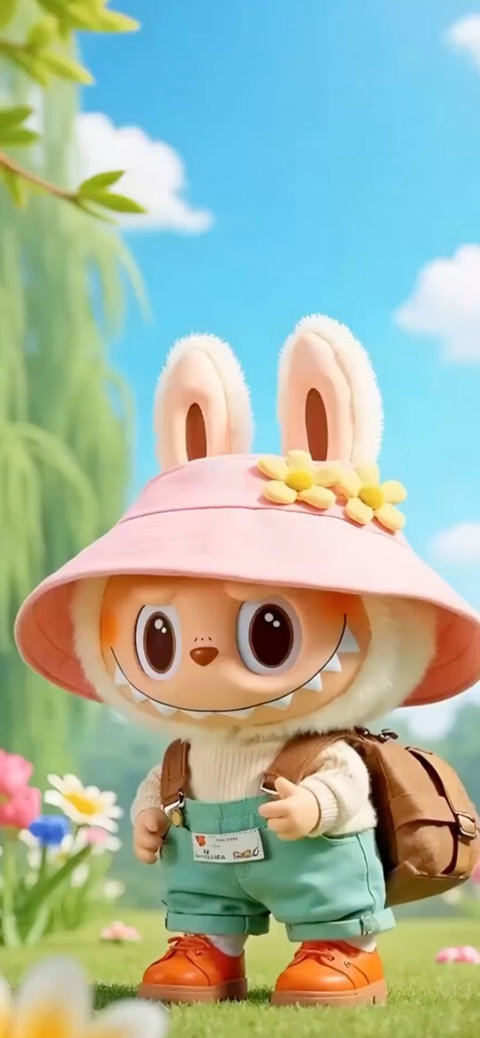 Cute Labubu Style Monster Bunny - 4K Moving Background