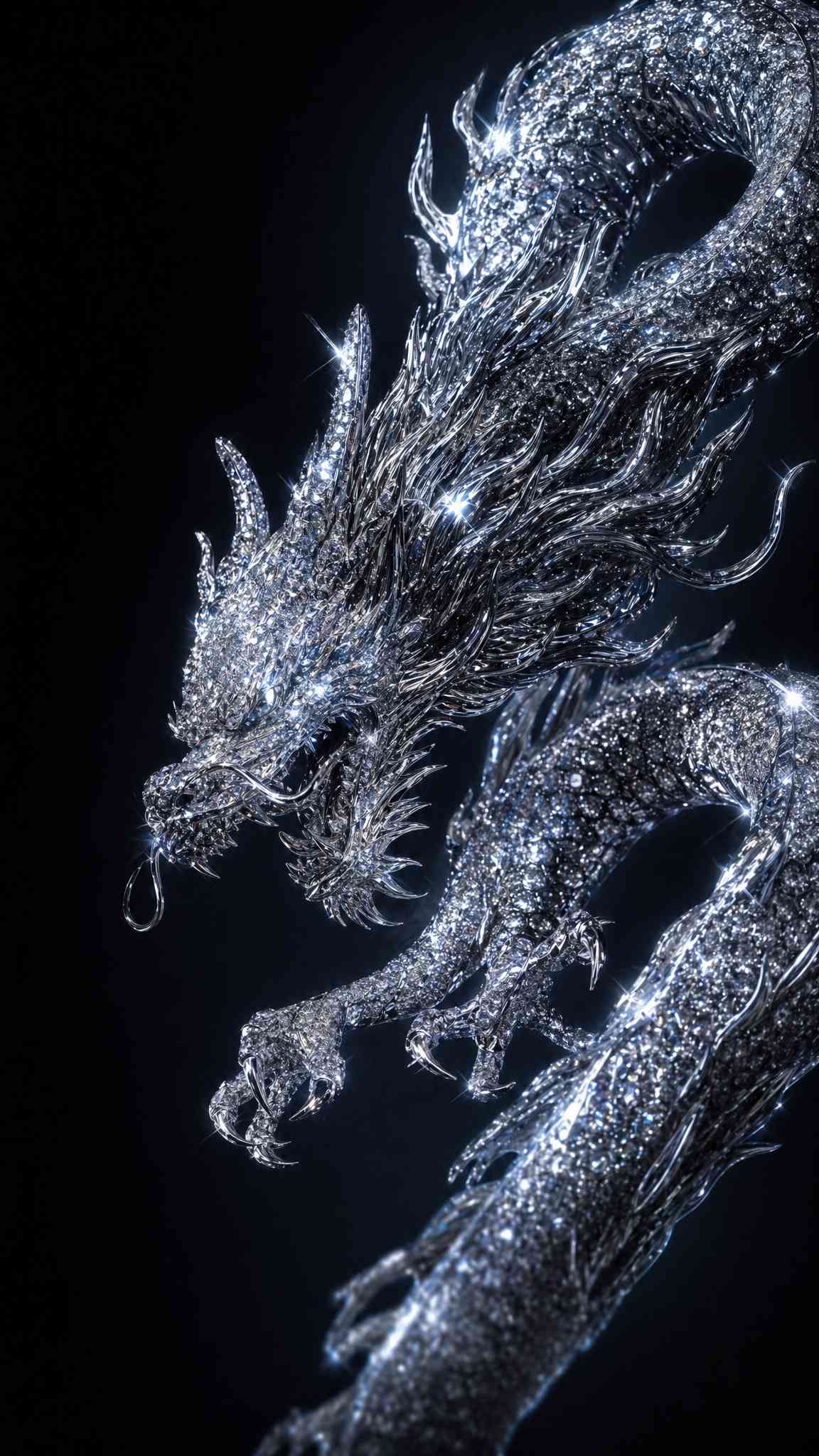 Majestätischer Funkelnder Diamantdrache 4K Wallpaper