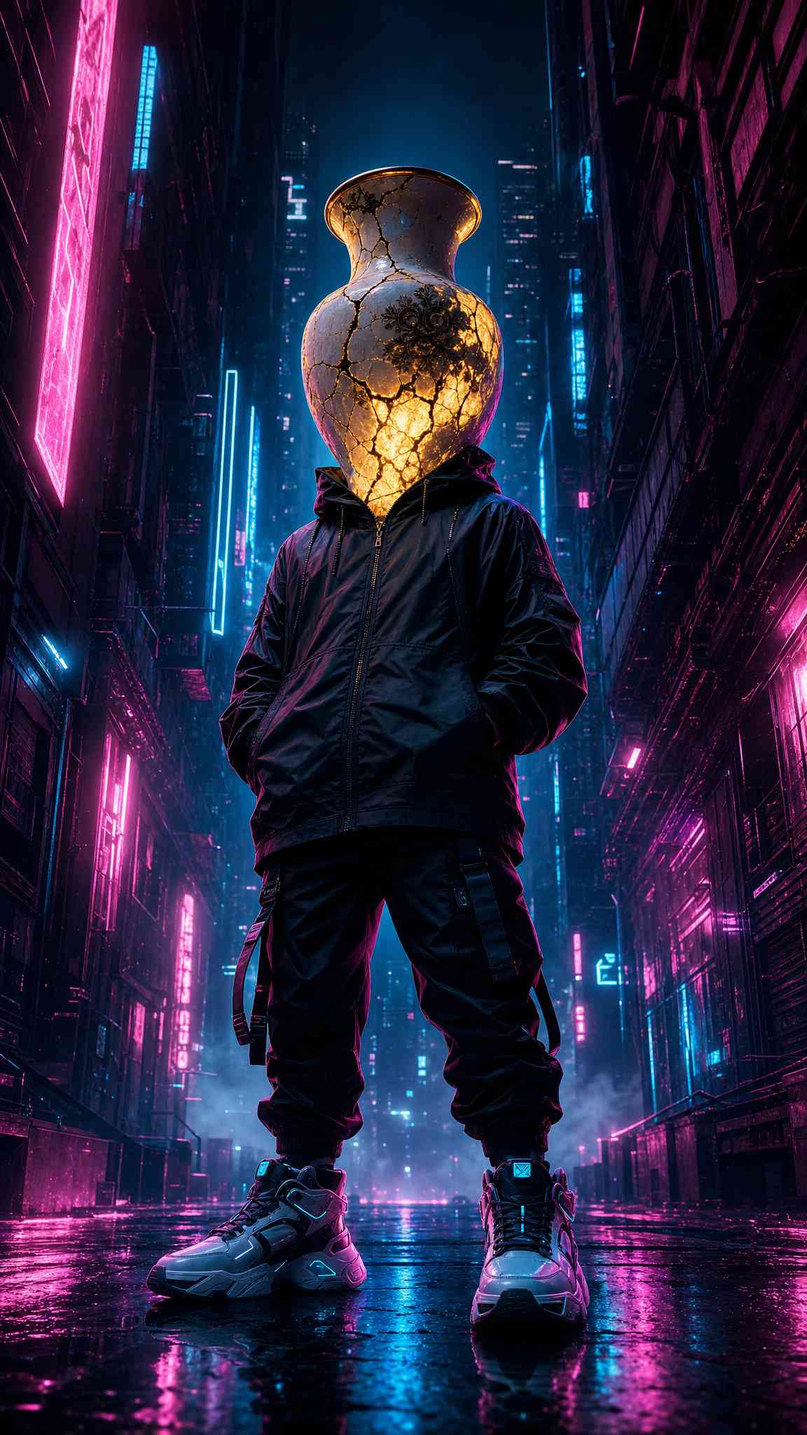 Cyberpunk Vasenkopf - 4K Handy Wallpaper