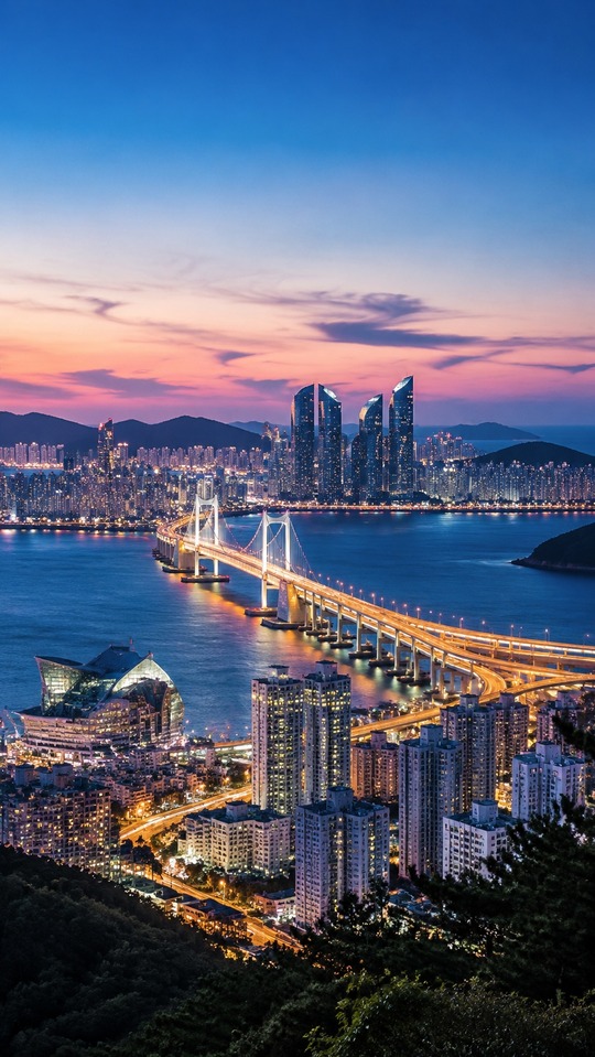 Busan South Korea Night Cityscape - 4K Phone Wallpapers