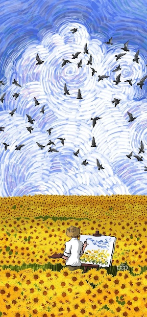 Van Gogh Champ de Tournesols - Fond d'écran 4K