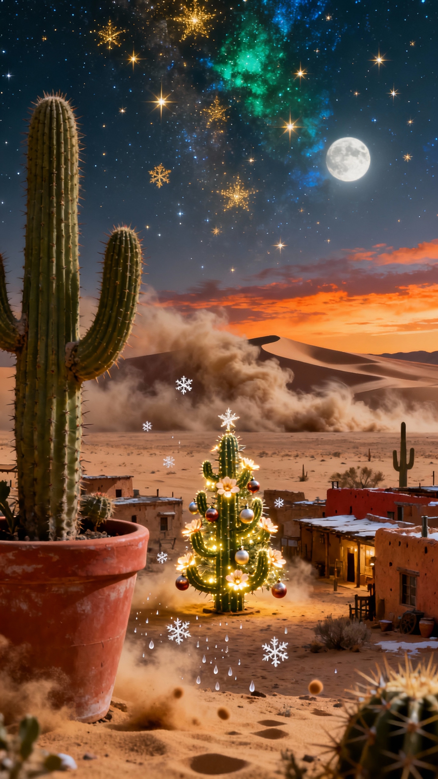 Magischer Weihnachts-Kaktus - 4K Handy Wallpaper