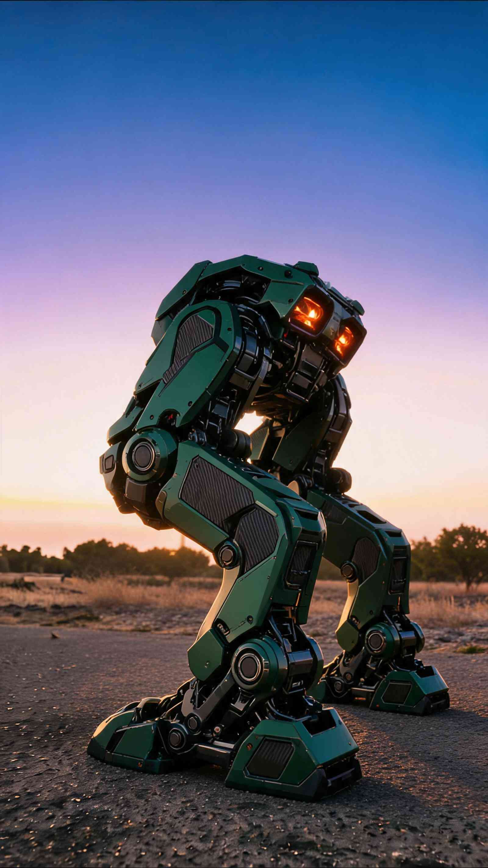 Green Bipedal Robot - 4K Phone Wallpaper