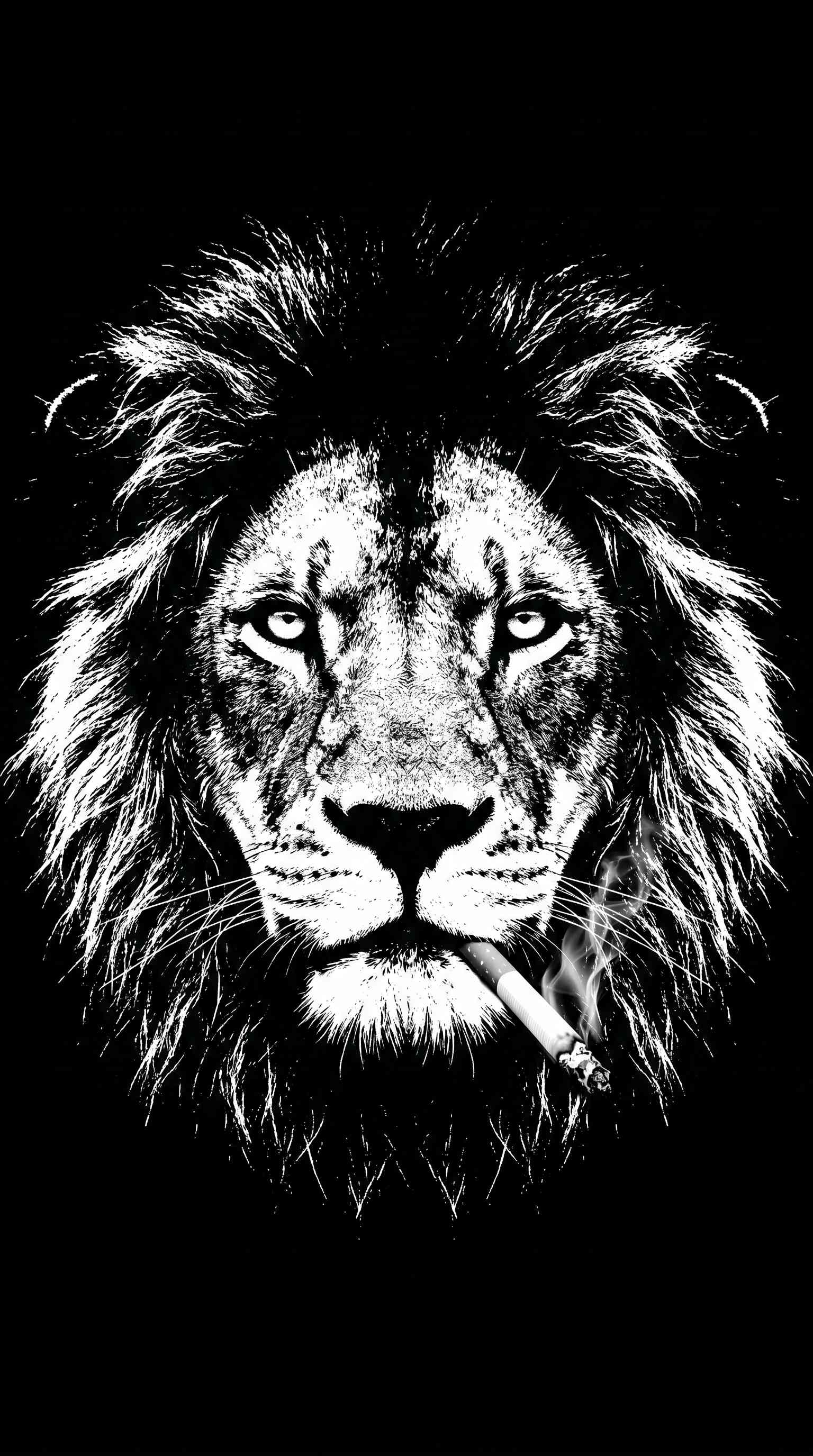 Smoking Lion High Contrast - 4K Background
