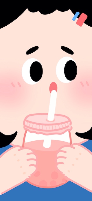 タピオカを飲む女の子 イラスト - 4K壁紙