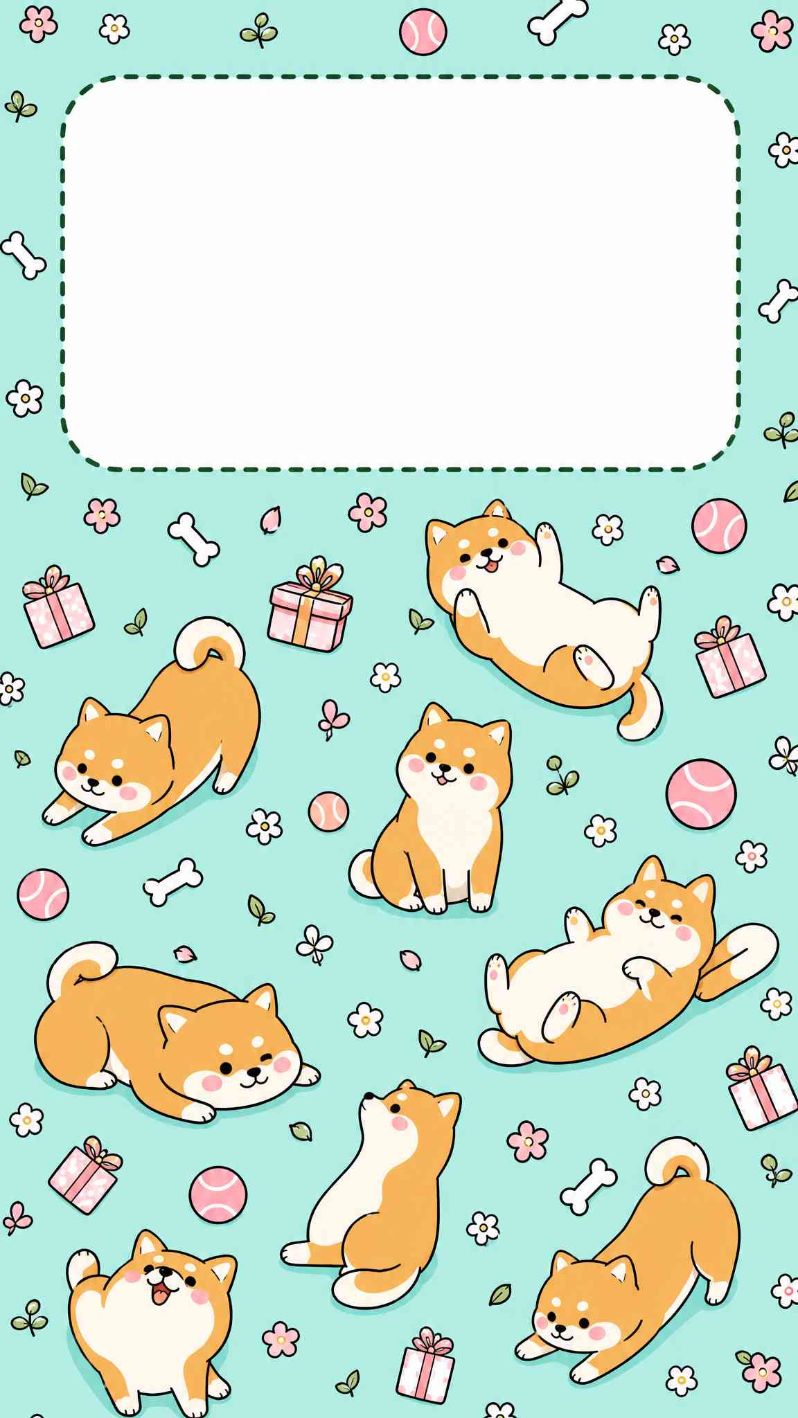 Shiba Inu Puppy Pattern - 4K Phone Wallpaper