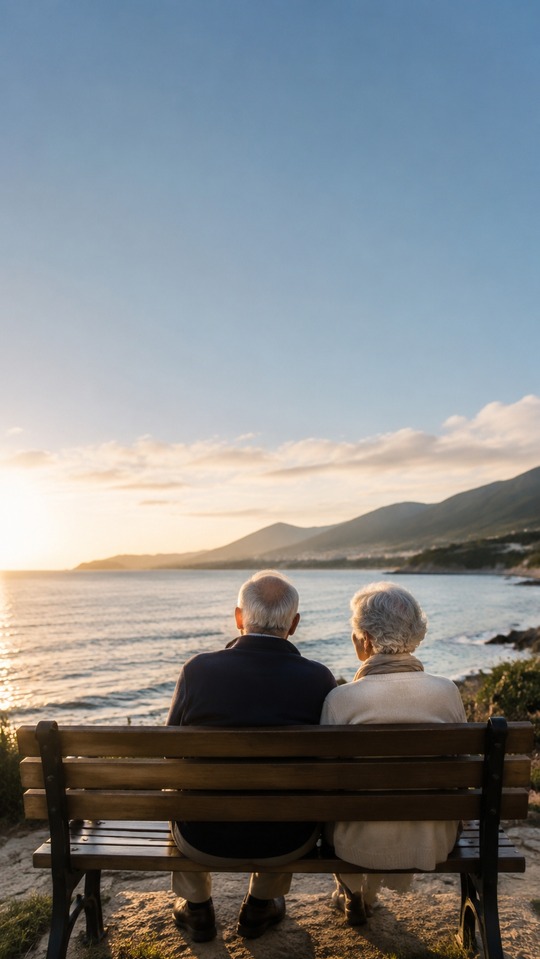 Retirement Couple Sunset Scene - 4K Wallpapers