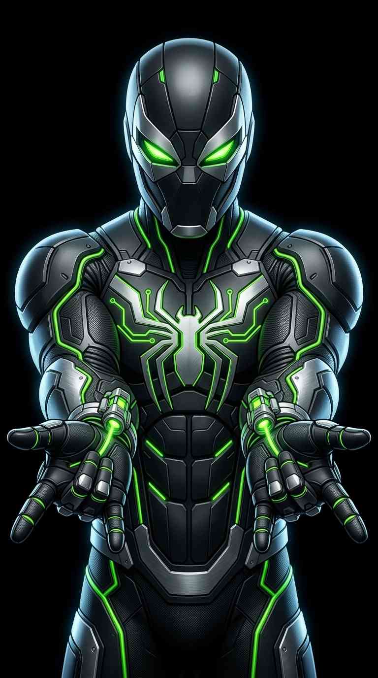 Cyber Spider Suit - 4K Phone Wallpaper