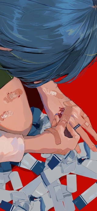 Blue Hair Anime Character Healing - 4K Wallpapers