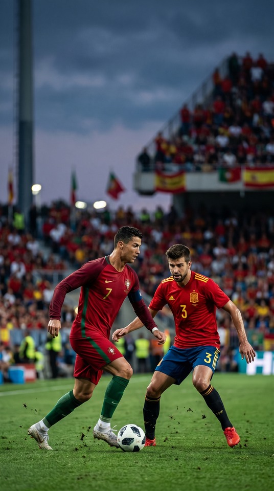 Portugal vs Espagne - Fond d'Écran Football 4K