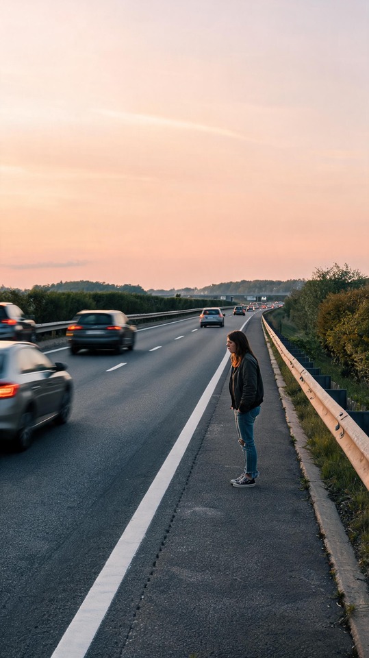 Bande d'arrêt d'urgence Highway Scene - 4K Phone Wallpaper