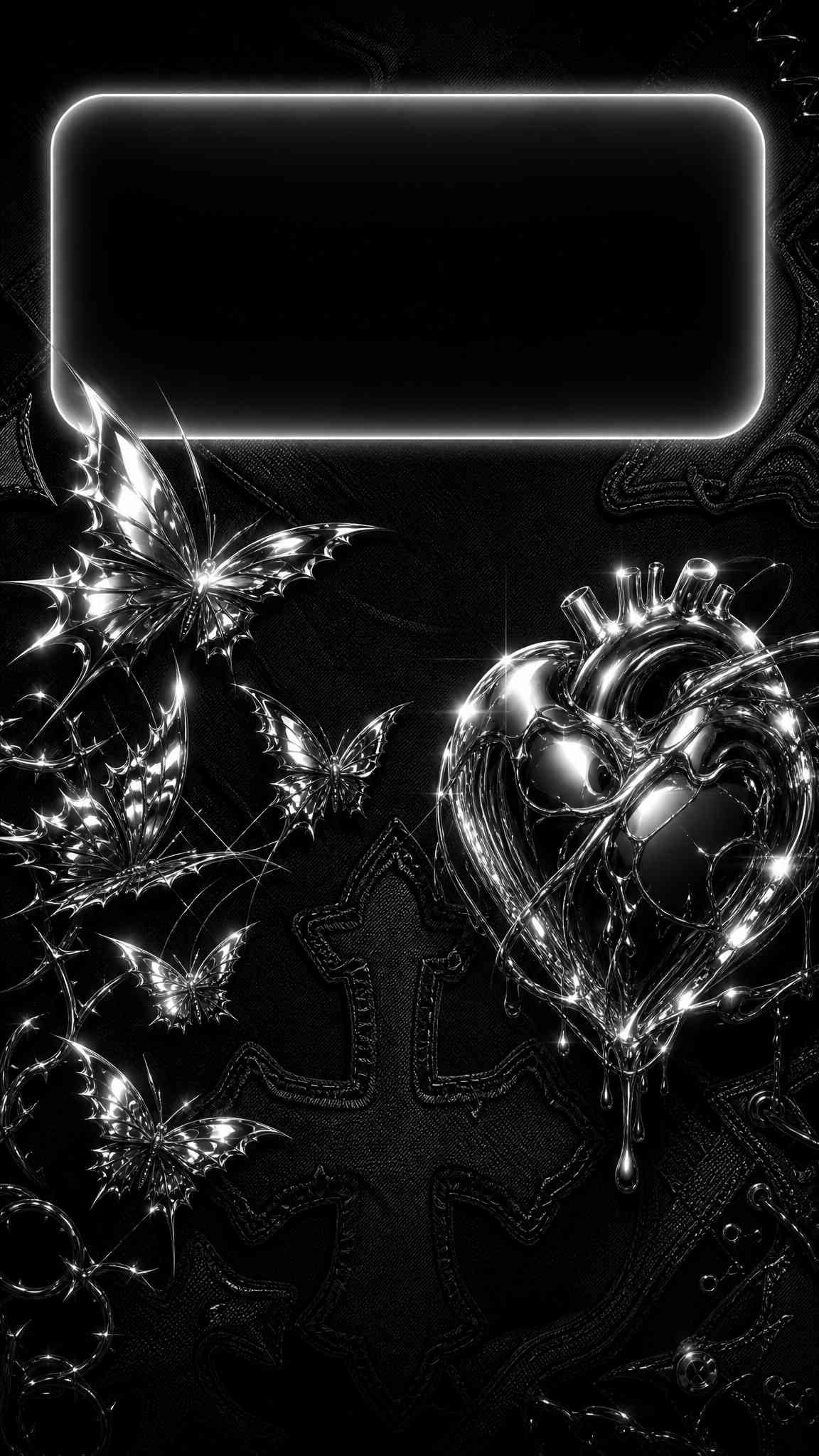 Chrome Butterfly & Heart - 4K Aesthetic Wallpaper