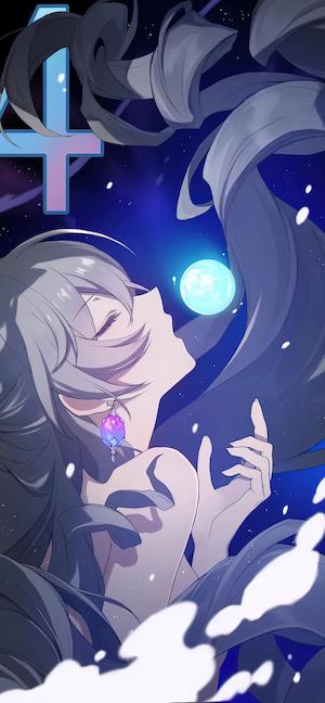 銀髪のアニメ美少女 幻想的な夜 - 4K 待ち受け