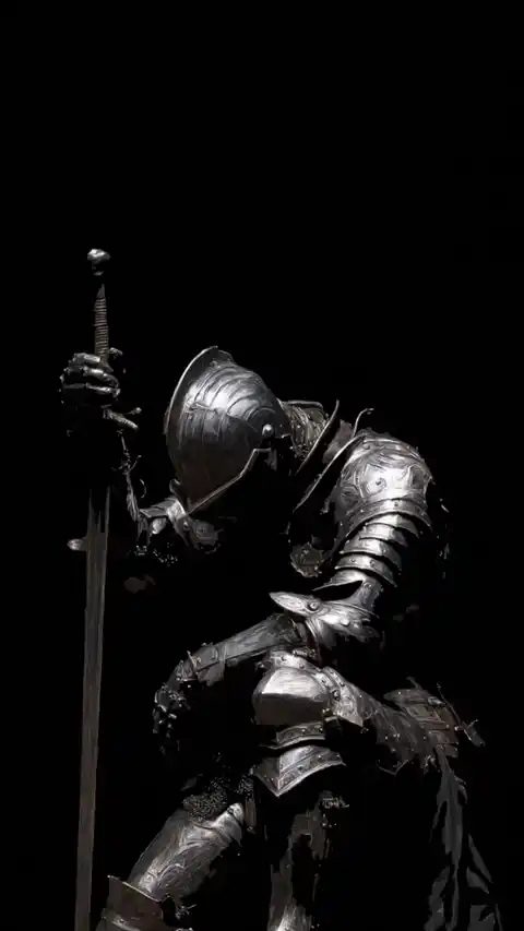Kniender Dunkler Ritter mit Schwert Live Wallpaper