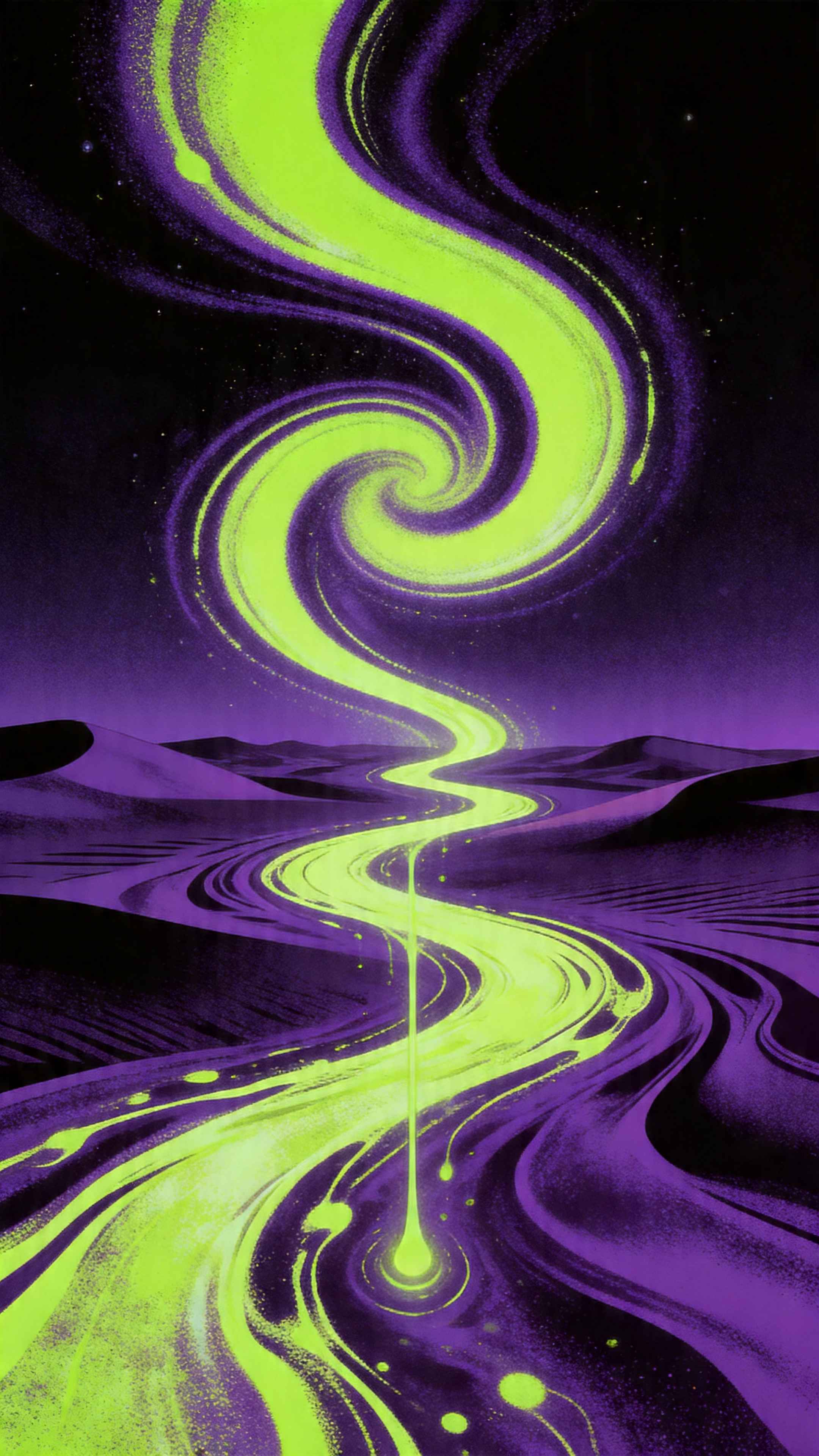 Neon Swirl Purple Desert - 4K Phone Background