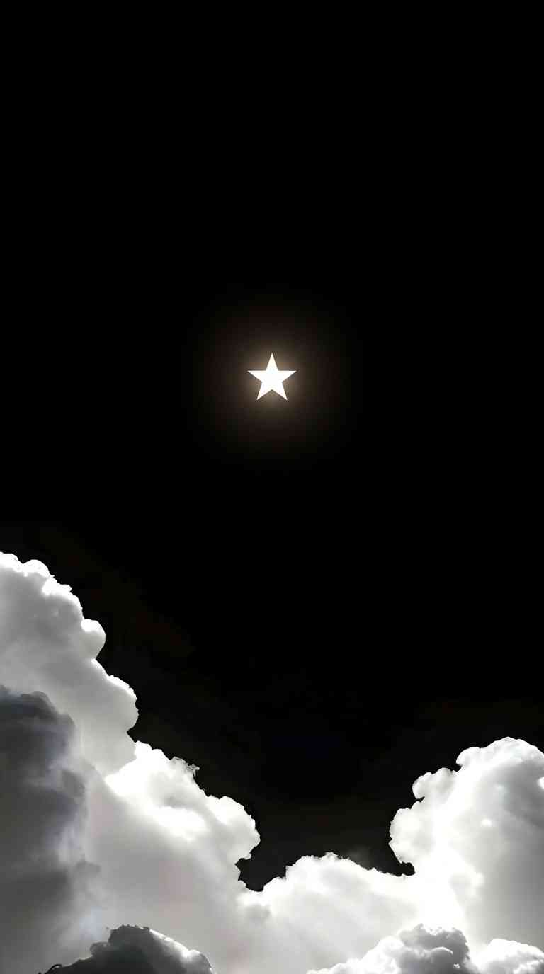 Minimalist Star and Clouds - 4K Phone Background