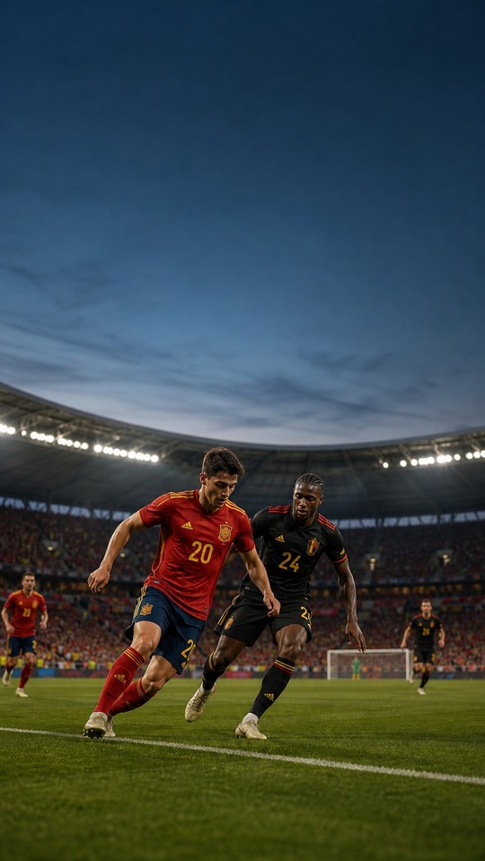 Espagne vs Belgique Action Foot - Fond d'Écran 4K