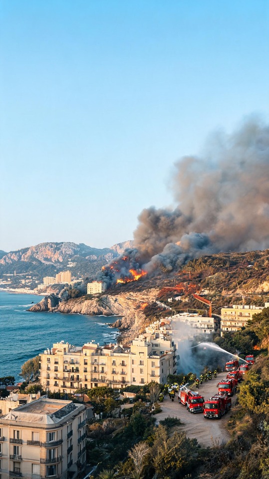 Incendie Marseille Coastal Fire - 4K Wallpaper