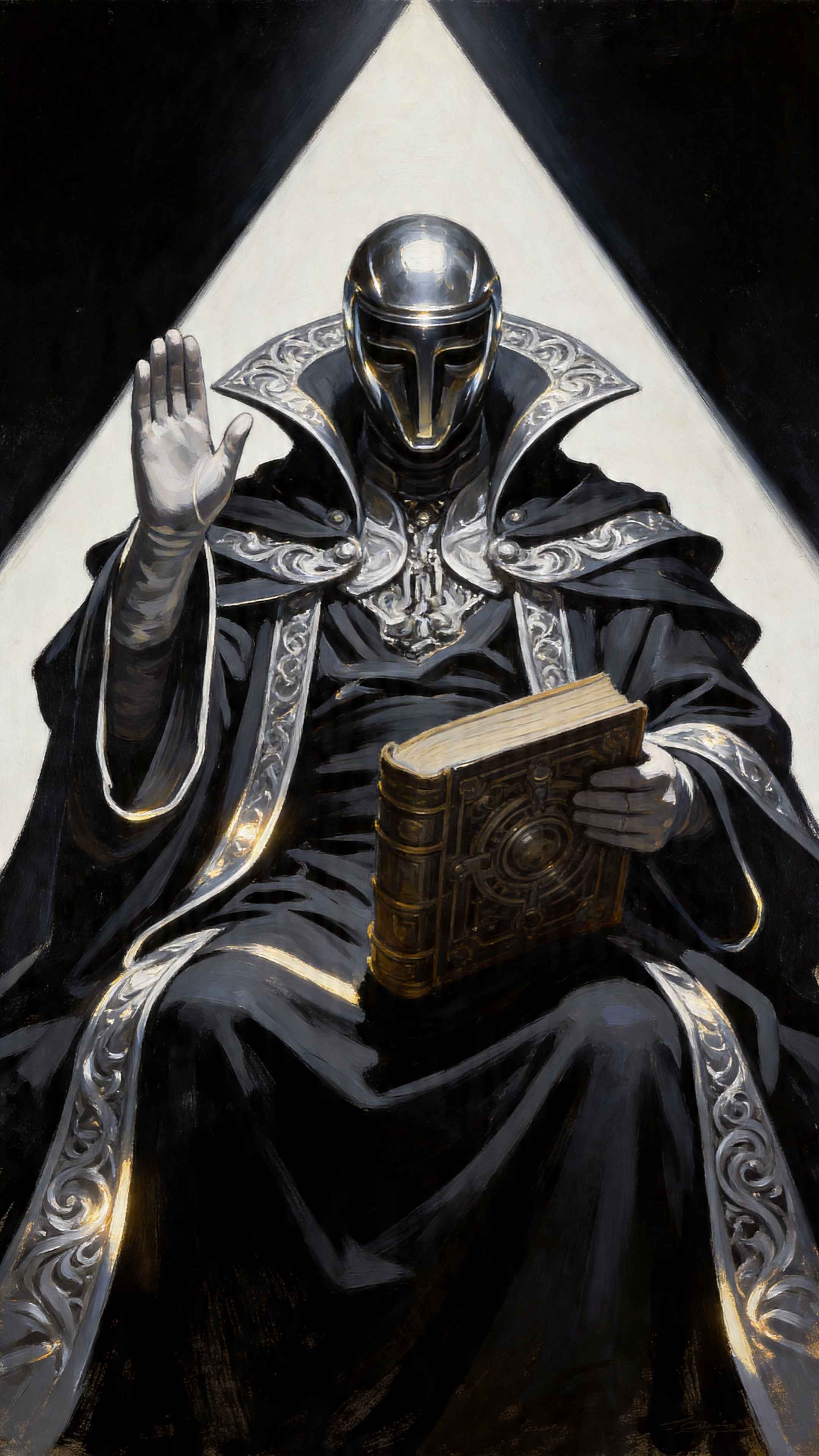 Mystical Warlock with Grimoire - 4K Wallpaper