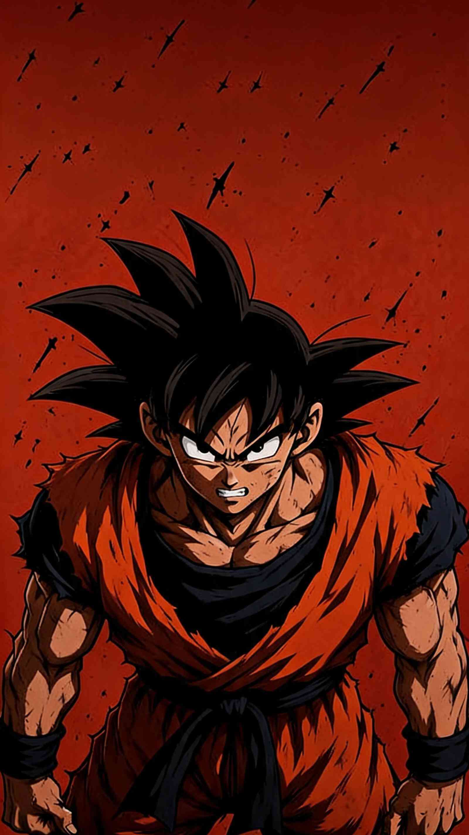 Goku Dragon Ball 4K Rotes Hintergrund Handy Wallpaper