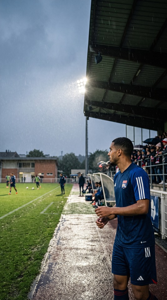 Lyon Football Player - Cinematic Rainy Stadium 4K Background