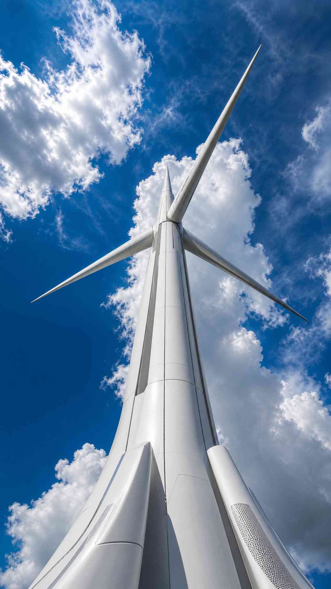 Modern Wind Turbine Blue Sky - 4K Wallpaper